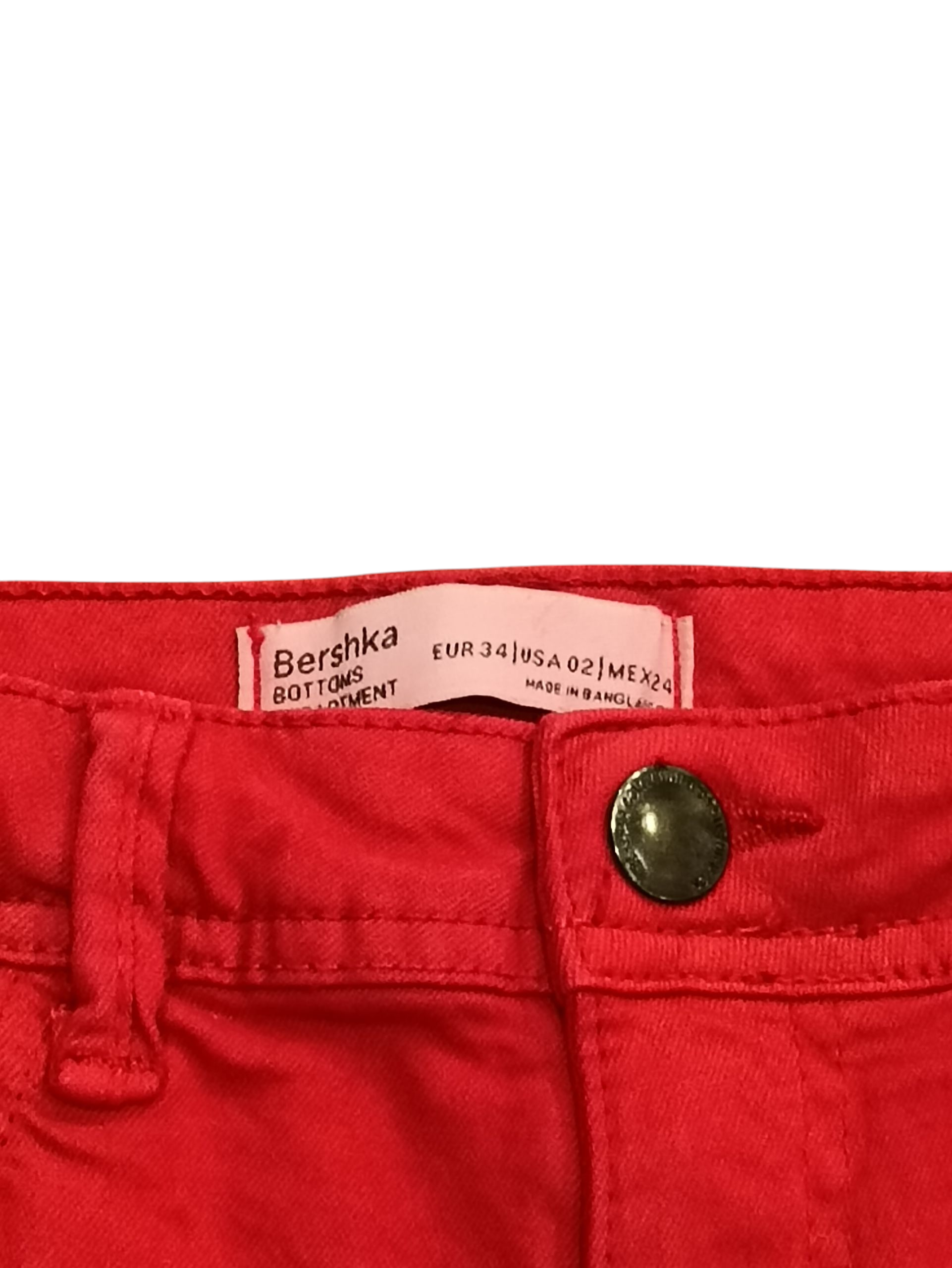 BERSHKA BOTTOMS DEPARTMENT Women's Jeans Shorts Color: Red