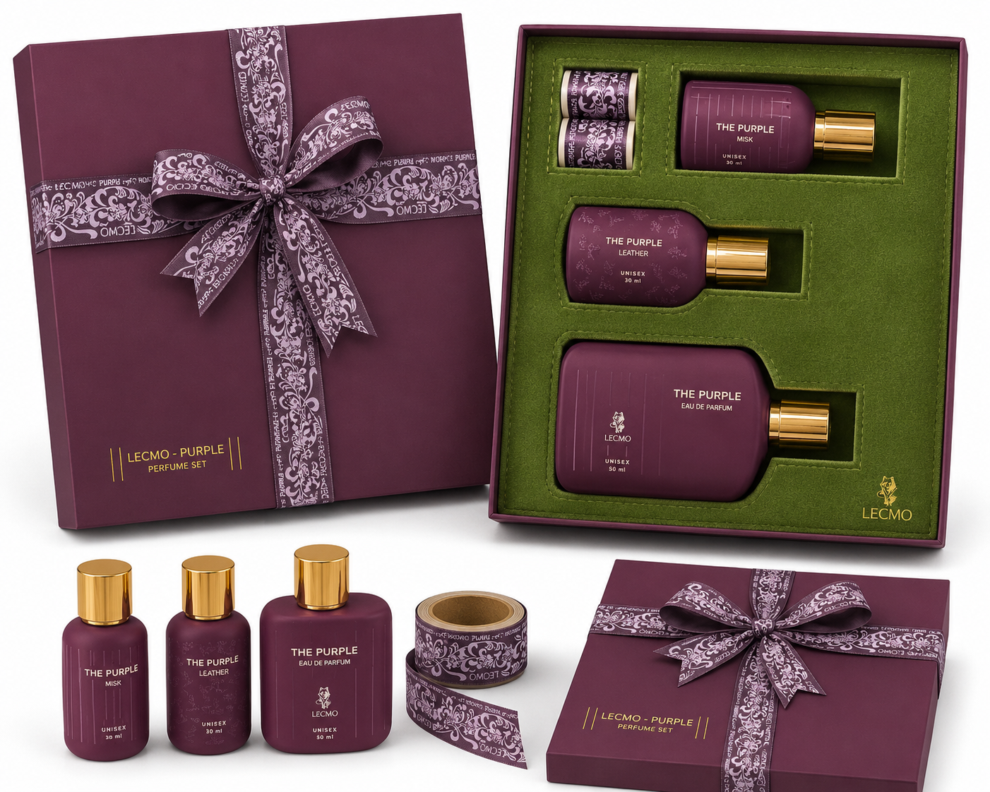 LECMO The Purple Eau De Parfum Gift Set (3 Piece Unisex Set)