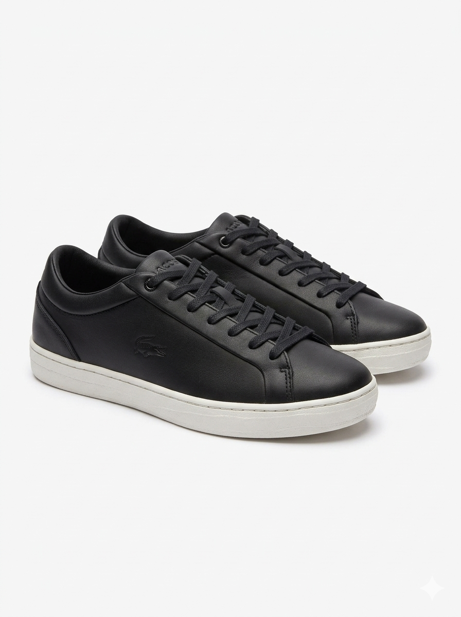 Lacoste Straightset 319 2 CFA 'Black/Off White' Leather Women's Shoes - (7-38CFA0010454)