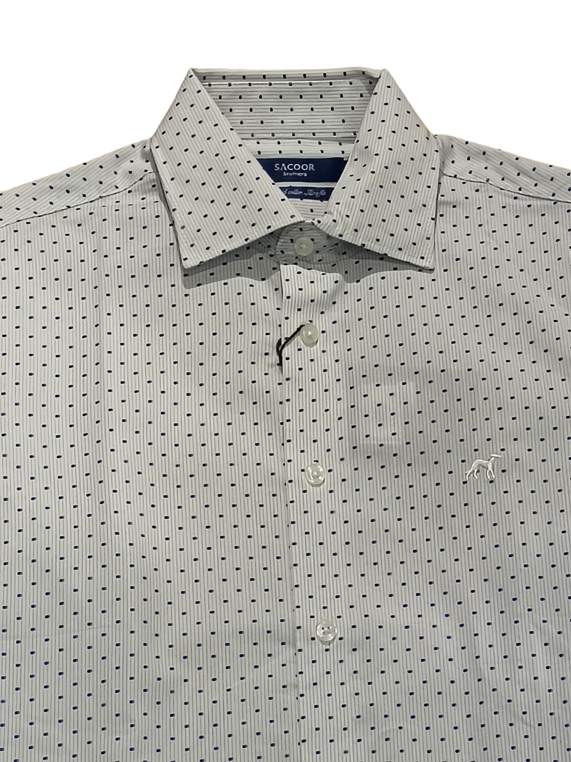 Sacoor Brothers Men’s White & Blue Shirt – Classic Formal & Casual Fit