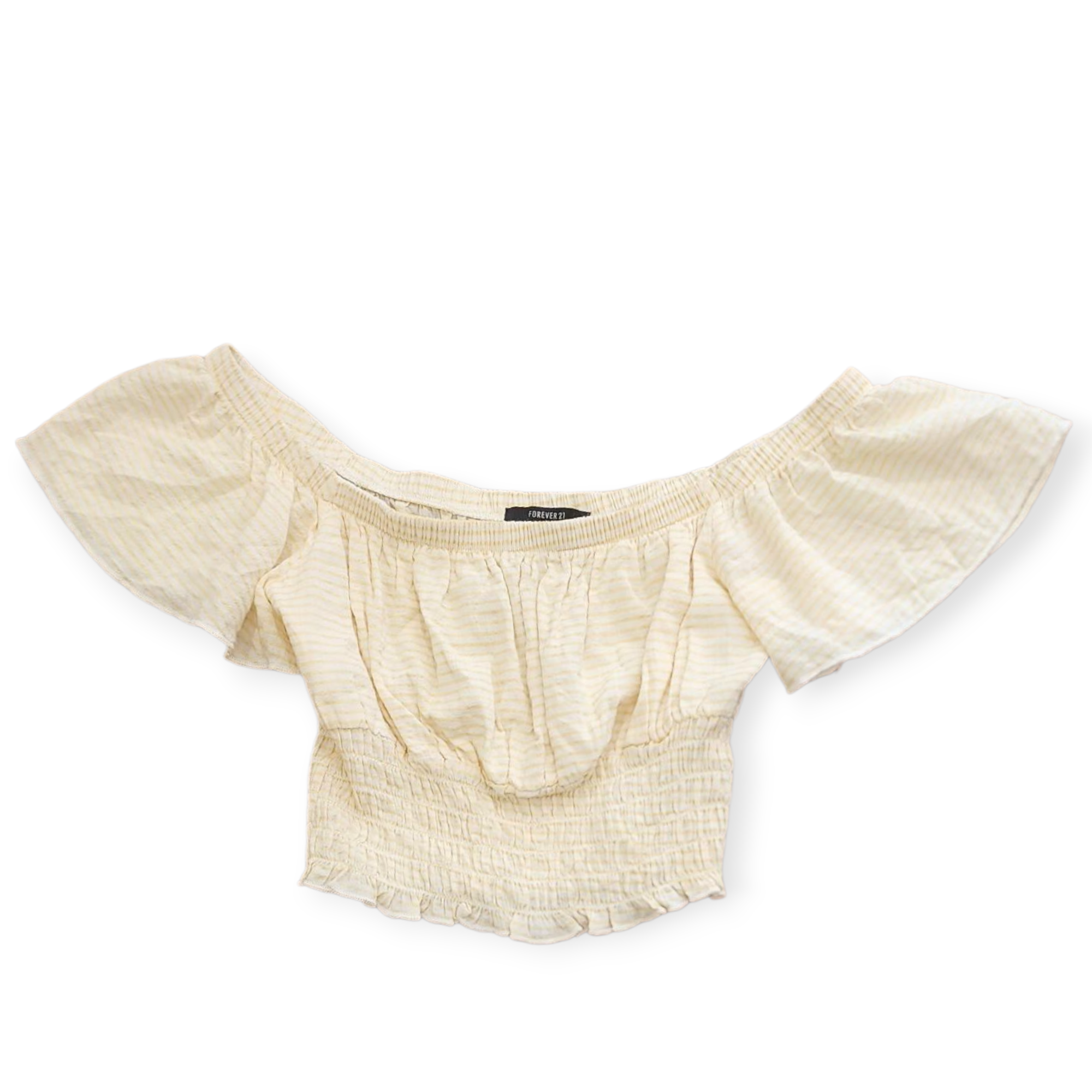 FOREVER 21 Yellow and white striped women's Croptop