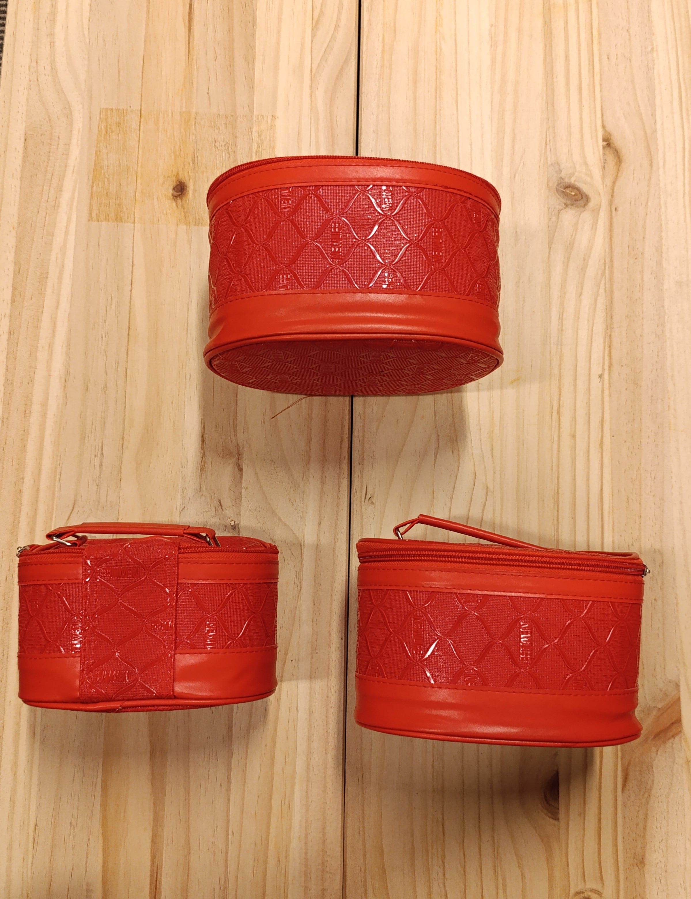 Makeup Bag for Women 3 Set / Color Red