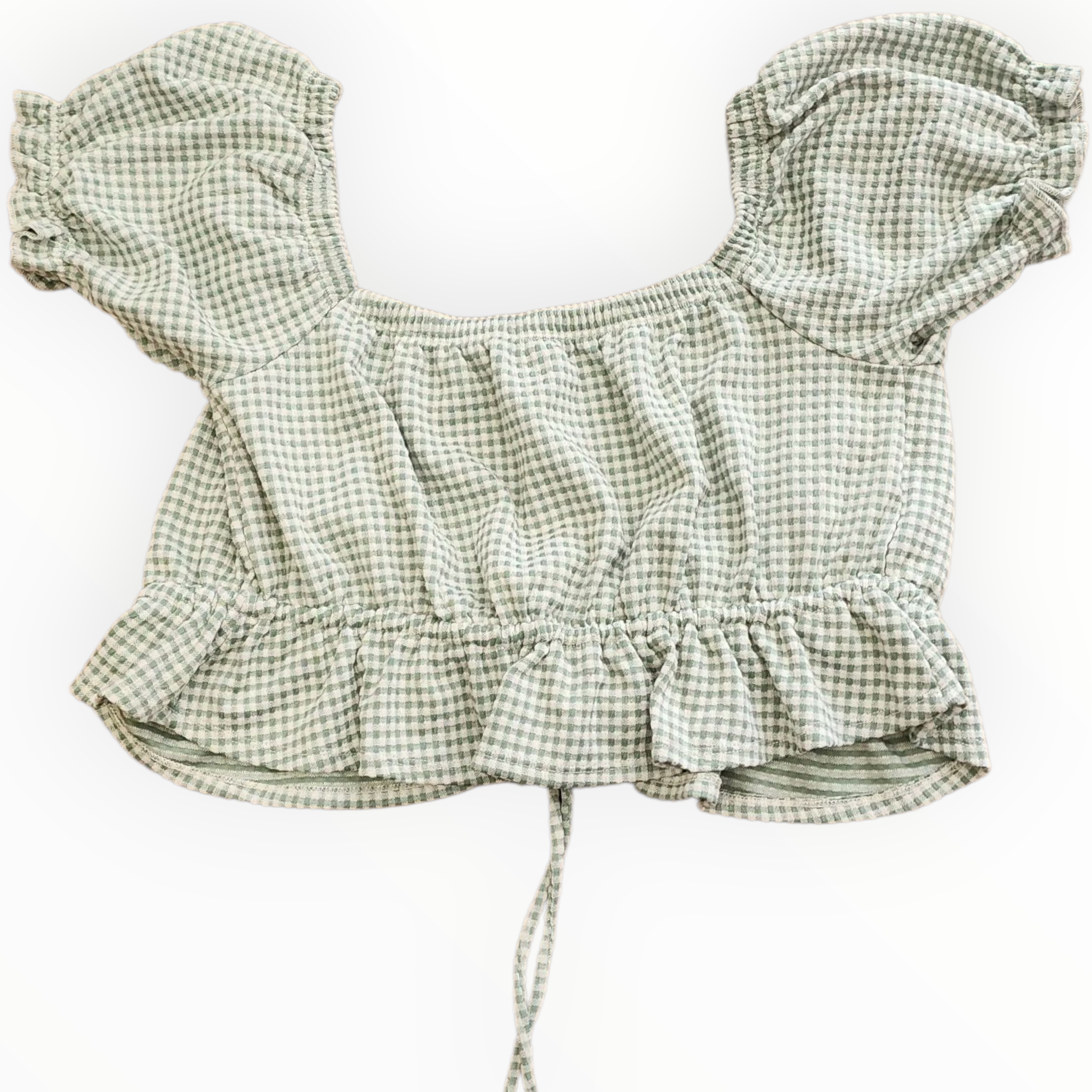 FOREVER 21 Green and White Checkered Women's Crop Top