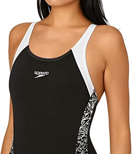 Speedo Women's Boom Splice Muscleback Swimsuit / Black - White 42