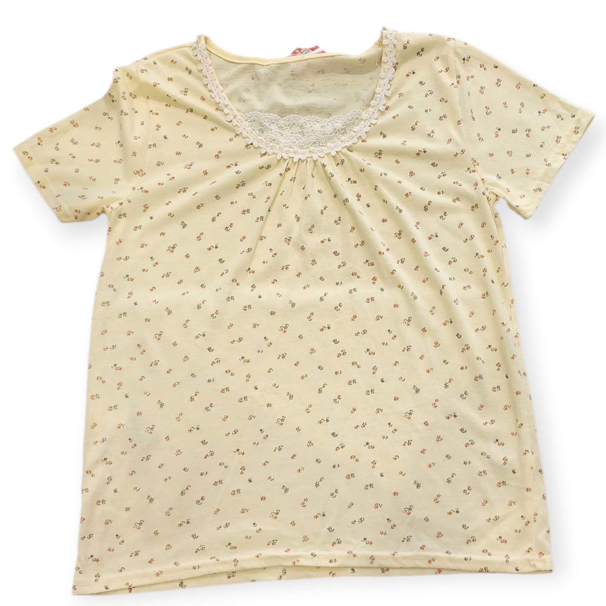 WOMEN'S YELLOW NIGHT TOP WITH FLORAL PRINT