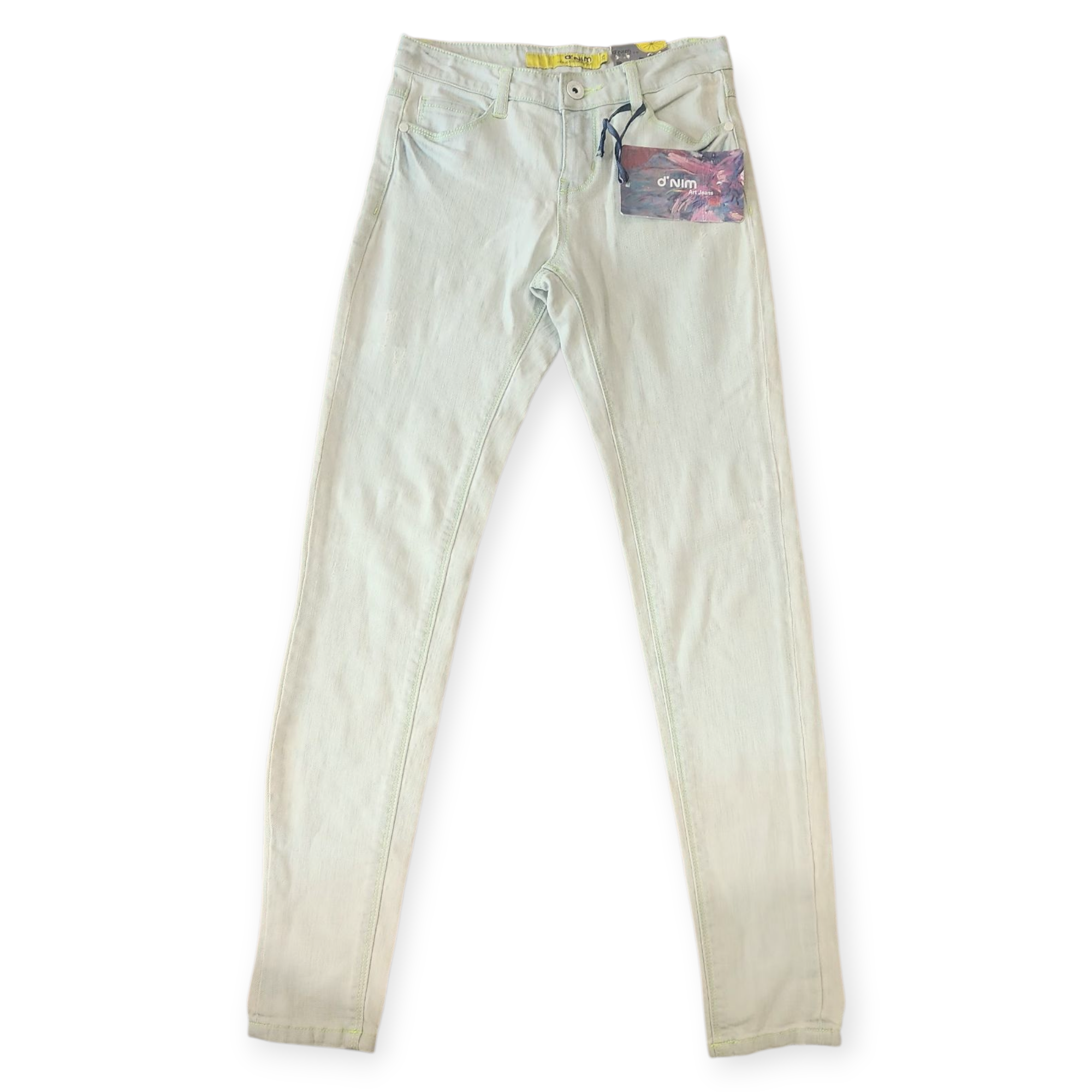 DNIM WOMENS LIGHT BLUE JEANS WITH GREEN ACCENTS