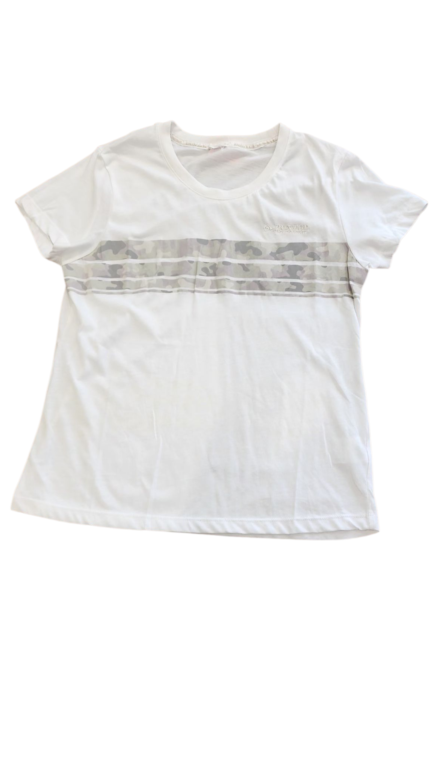 Dunlop Motorsport women's white T Shirt with Cameo Print