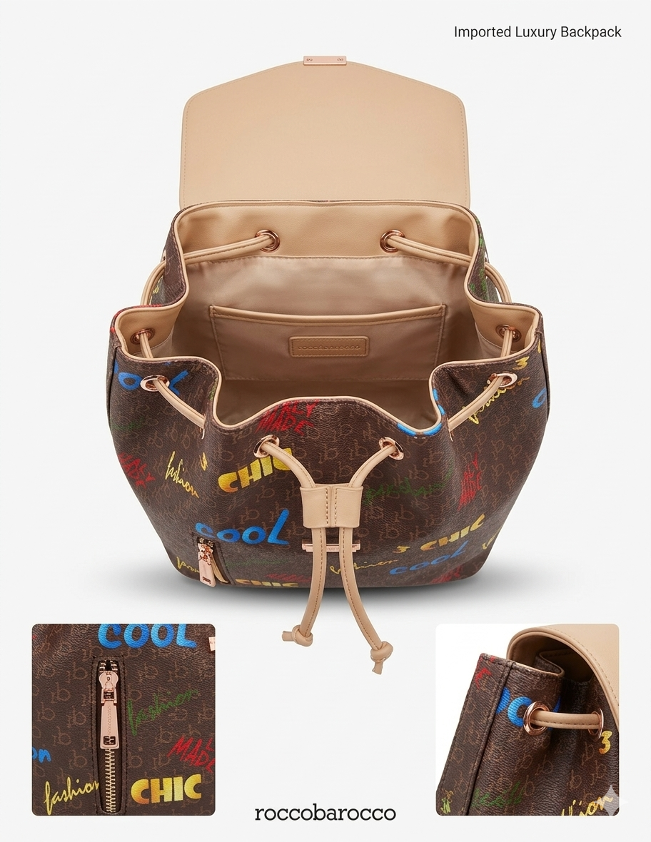 ROCCOBAROCCO womens backpack marrone zaino letizia - Cassiopea marrone CM 28X33X14 RBR910B0109N-04