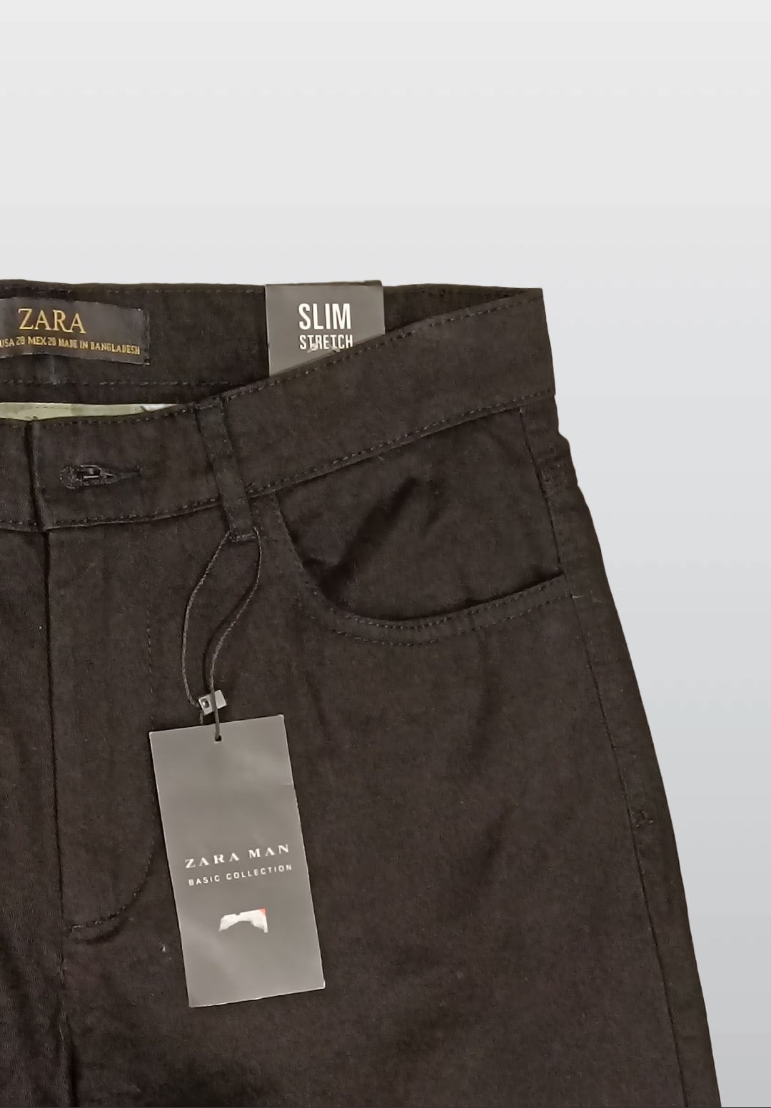 ZARA MAN BASIC COLLECION SLIM STRETCH BLACK PANTS