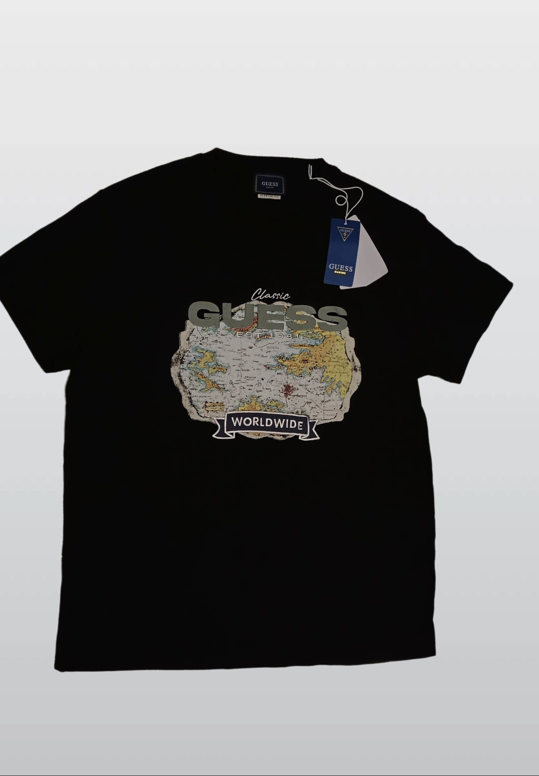 GUESS MARINE REGULAR FIT T-SHIRT BLACK A34
