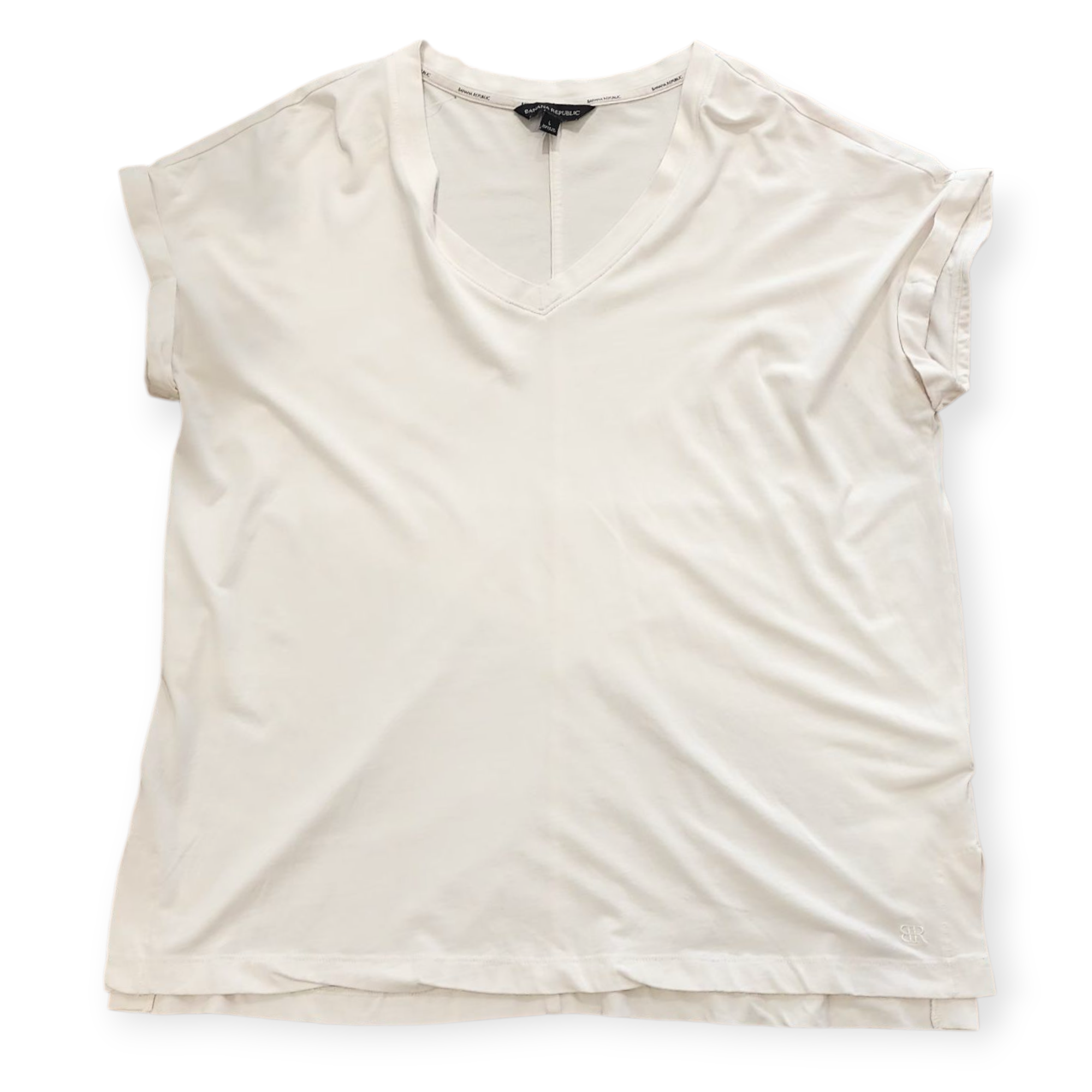 BANANA REPUBLIC WOMEN'S WHITE V NECK T SHIRT