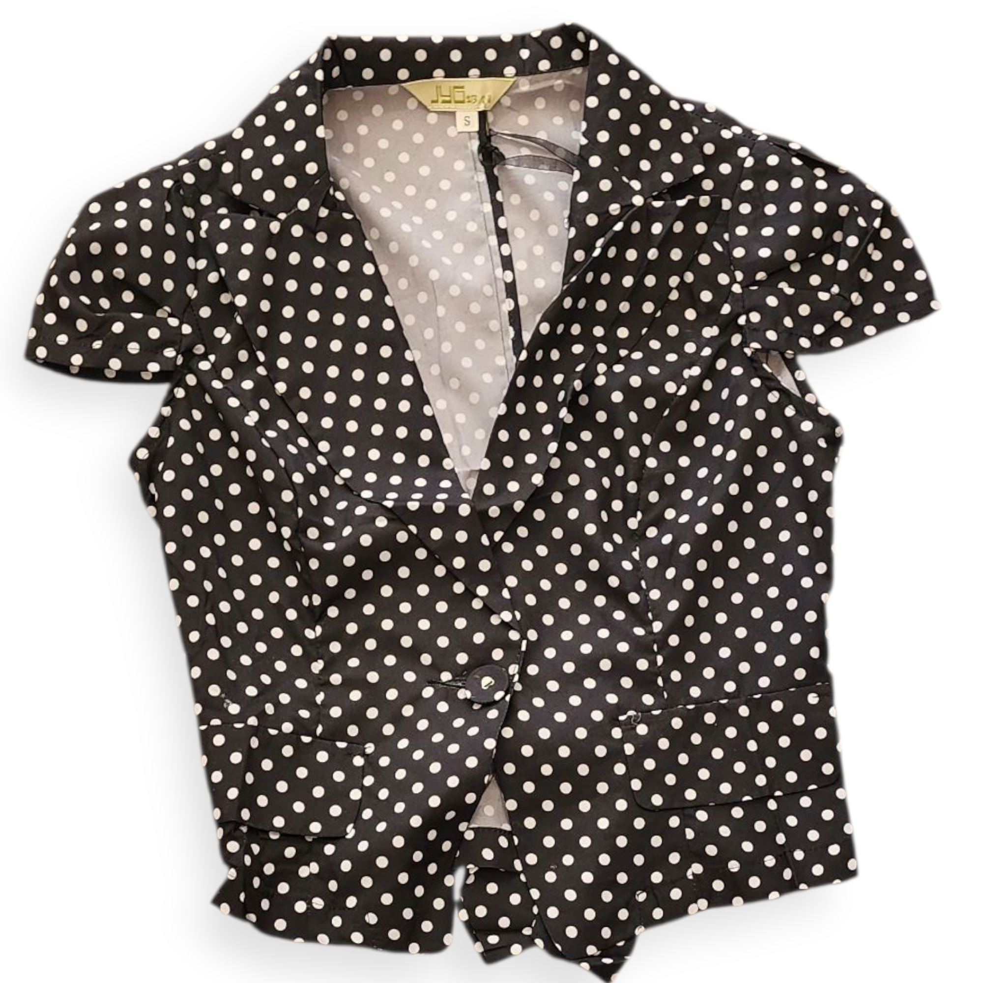 JYGSBANI WOMEN'S BLACK AND WHITE DOTTED TOP