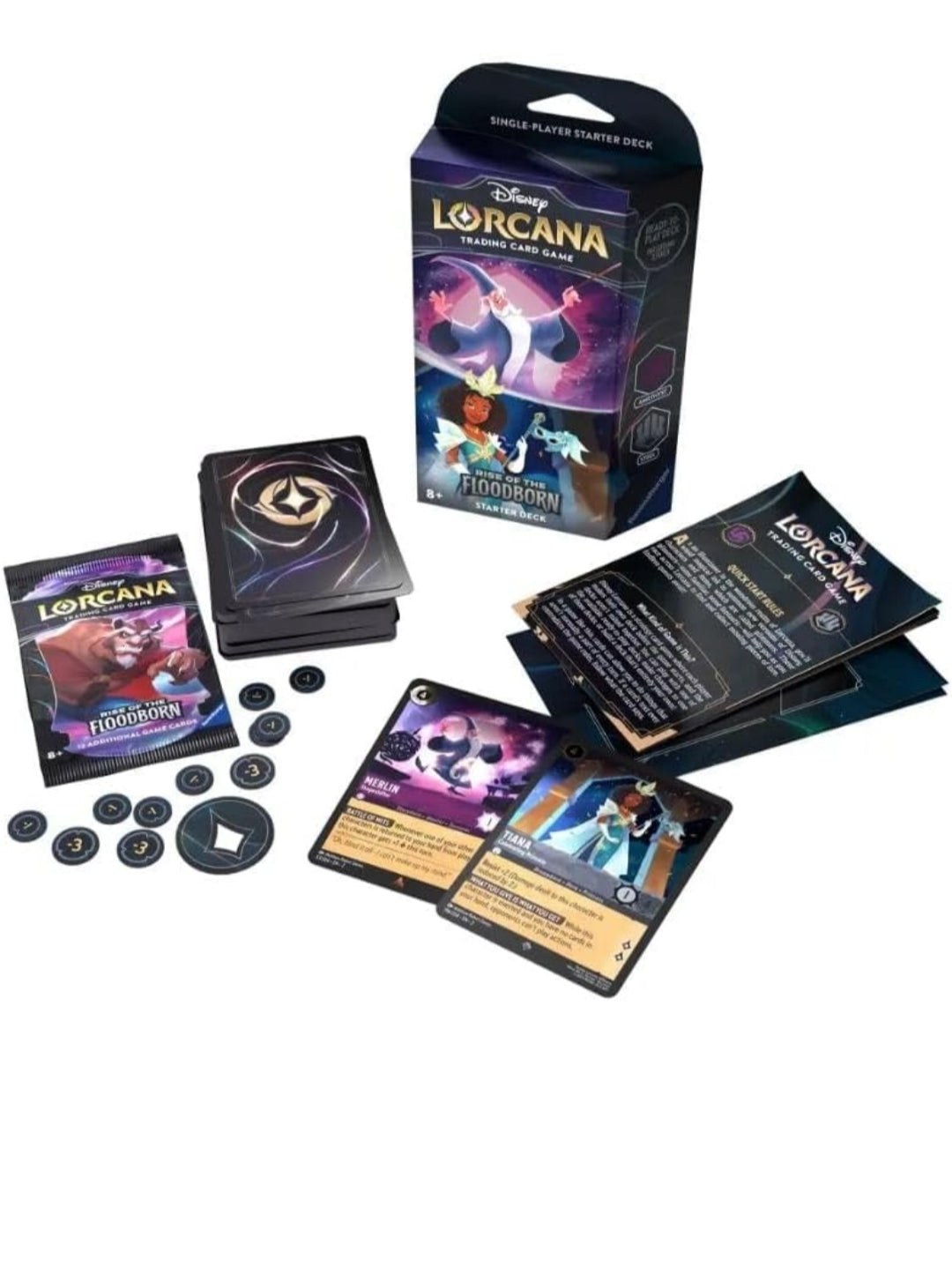HEART FOR CARDS Disney Lorcana - Rise of The Floodborn - Starter Deck - Inglese + Protezione spedizione (acciaio/ametista)