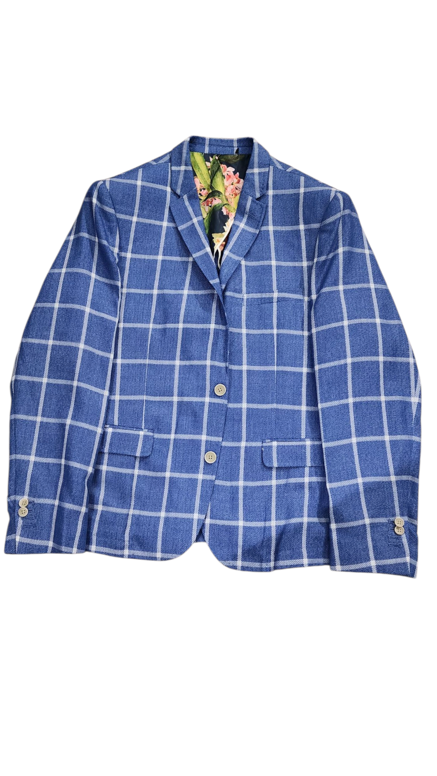 Blue Checkered Casual Blazer Jacket