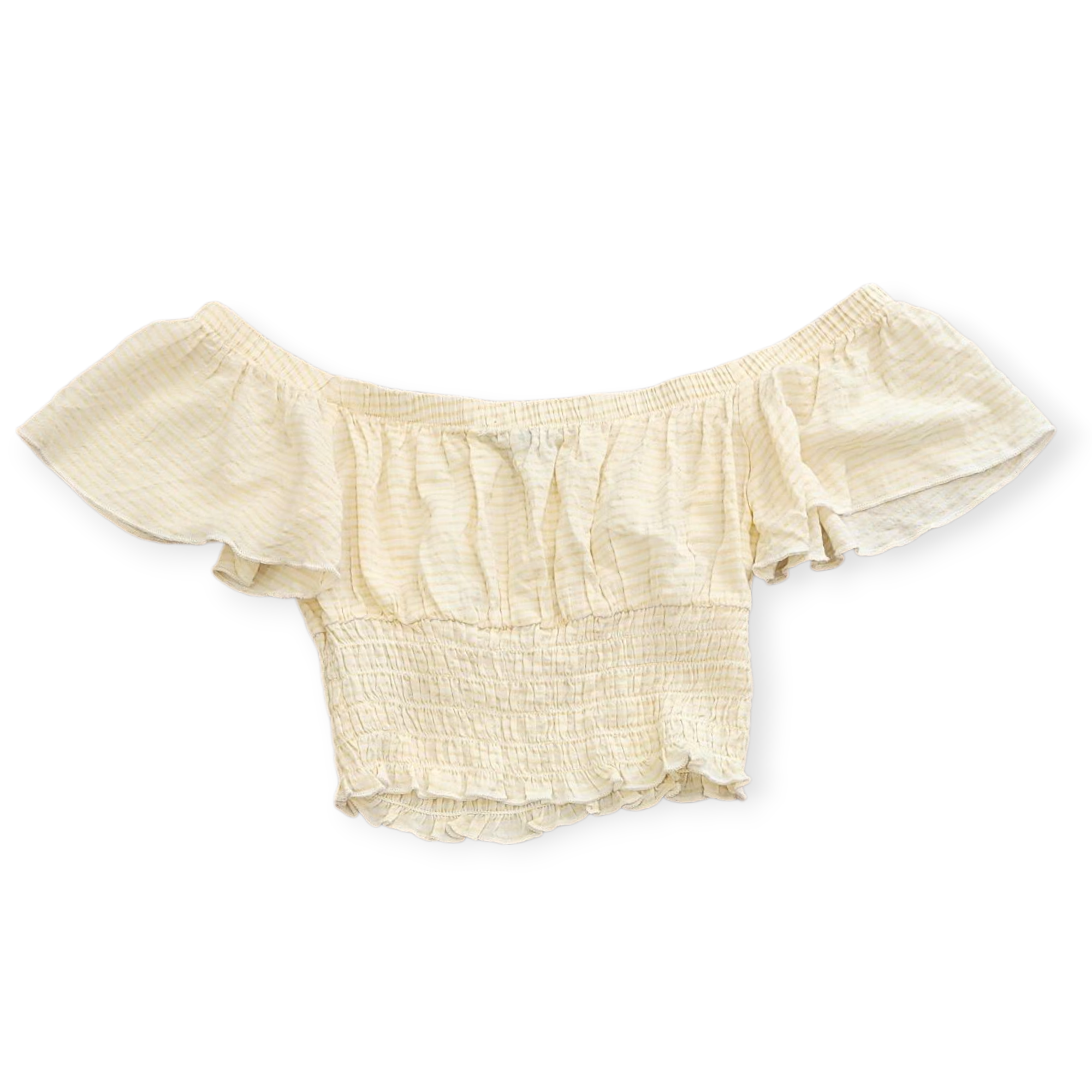 FOREVER 21 Yellow and white striped women's Croptop