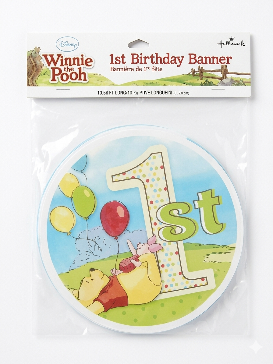 Winnie The Pooh 1st Birthday Banner - Party Supplies (3.22 m)