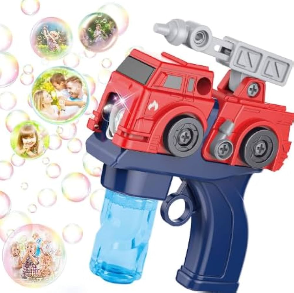 Colorland DIY Electric Bubble Gun | Fire Truck Themed Bubble Blower Toy for Kids | Automatic Bubble Maker with Lights and Sounds for Outdoor Fun
