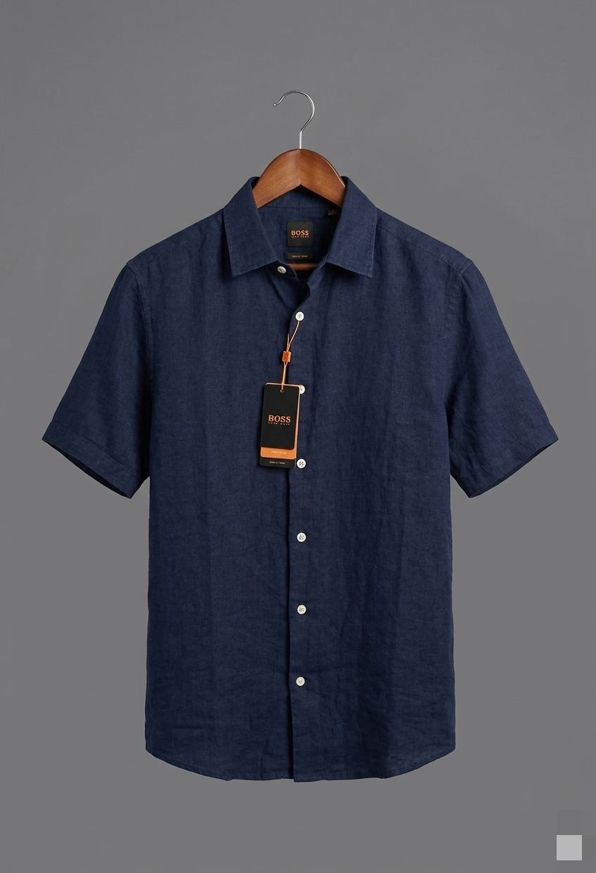 Hugo Boss Linen shirt navy blue