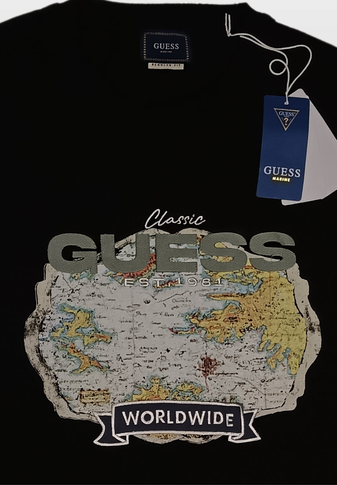 GUESS MARINE REGULAR FIT T-SHIRT BLACK A34