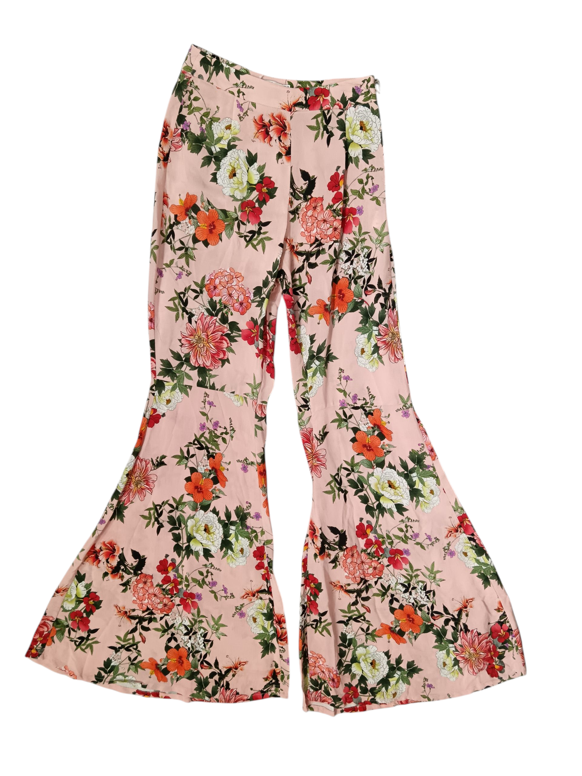 Bershka pink plazo with floral print