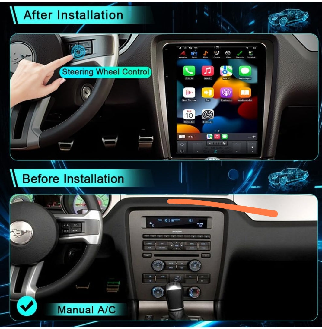 CUSP 2024 New 12.1 inch Android Car Stereo Radio GPS for Ford Mustang 2010-2014 Navigation Multimedia Player PX6 4G+64G in-Dash Head Unit Car Play DSP Auto Audio Video Voice Plug in and Play
