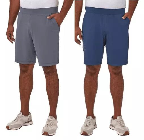 Size M - 32 Degrees Cool Men's 2 Pack Breathable Tech Shorts (Grey & Blue)