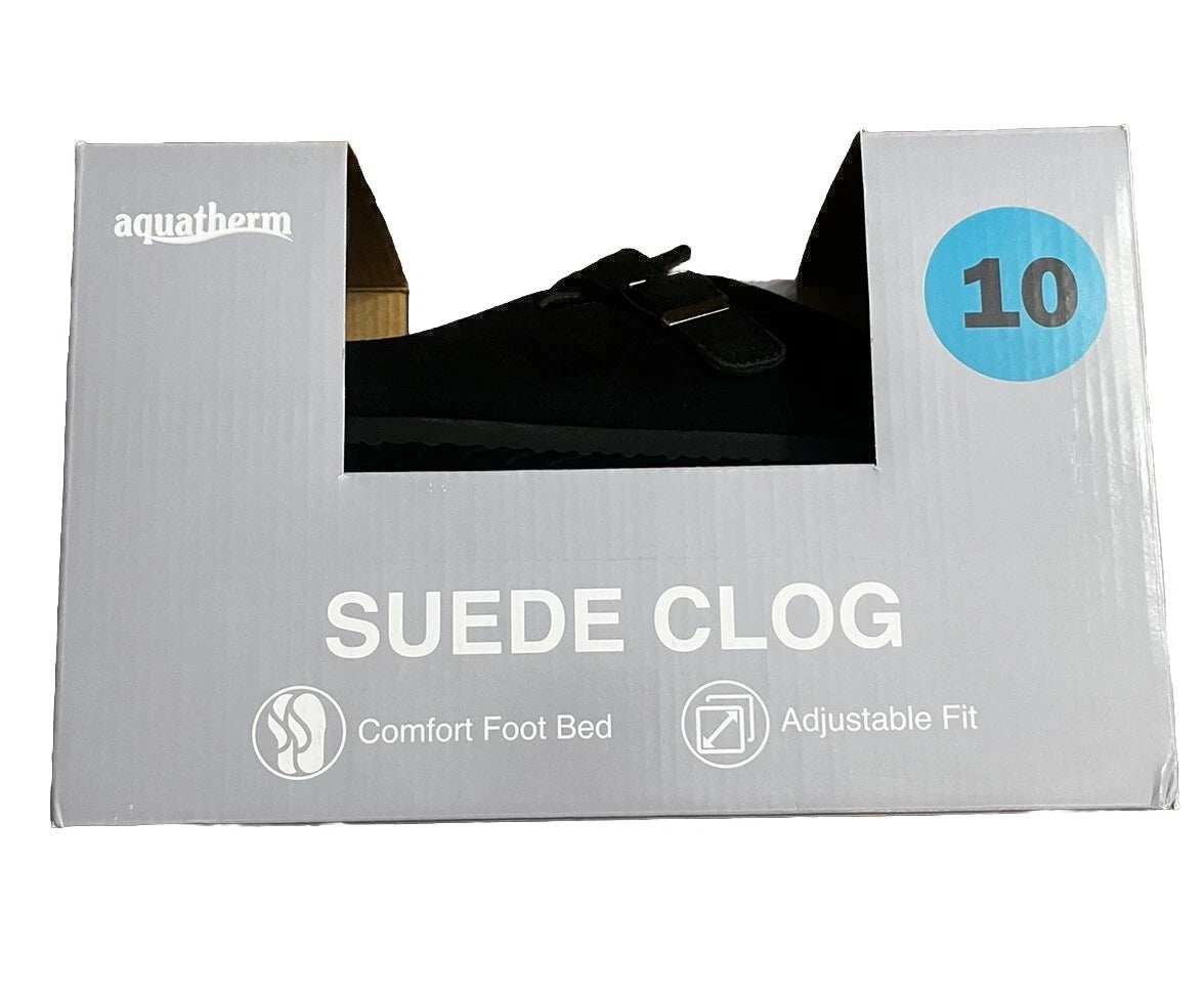 Aquatherm Women's Suede Clog Shoes, Black, Size 10, NWB