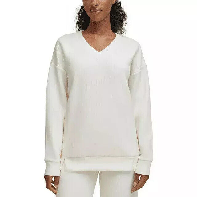 SIZE: XXL - Marc New York Women's V Neck Long Sleeve Textured Top, Color: Cream