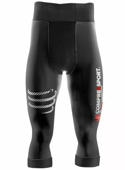 Compressport Compression Pirate ¾ black compression tights for muscle support
