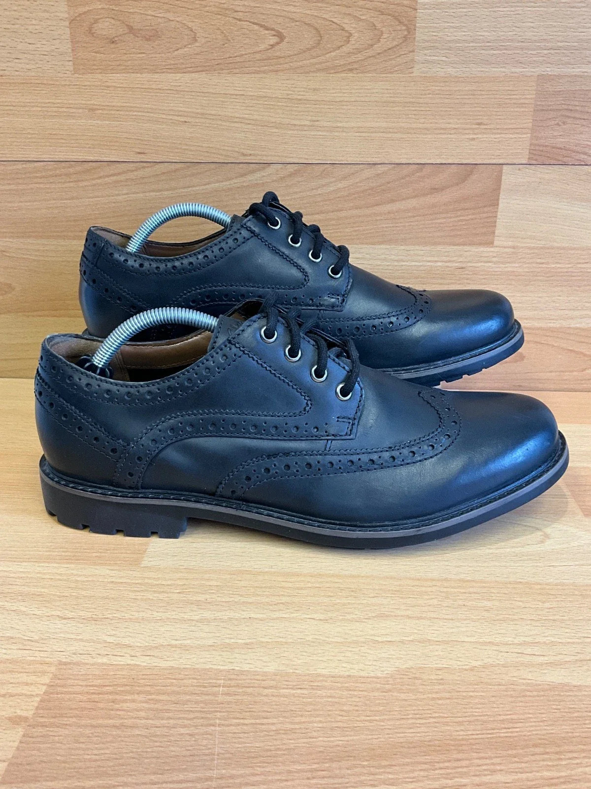 CLARKS CURINGTON WING MEN'S BLACK LEATHER NON-SLIP BROGUE SMART SHOES