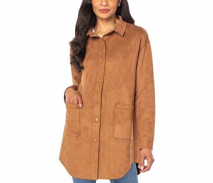 SIZE S - Well Worn Women's Faux Suede Pockets Oversize Soft Jacket