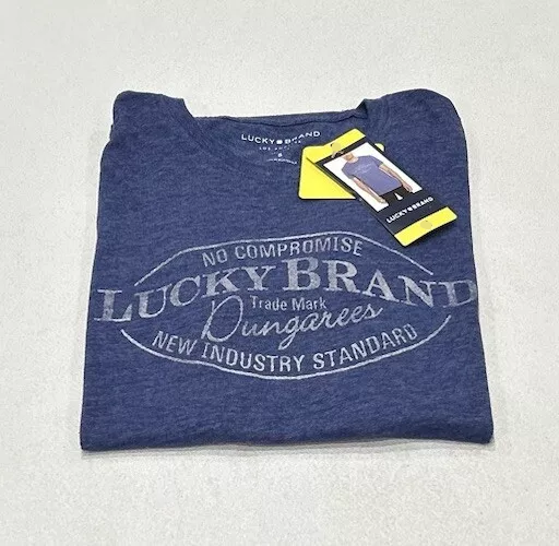 المقاس: L - تي شيرت رجالي بأكمام قصيرة من Lucky Brand، أزرق DU
