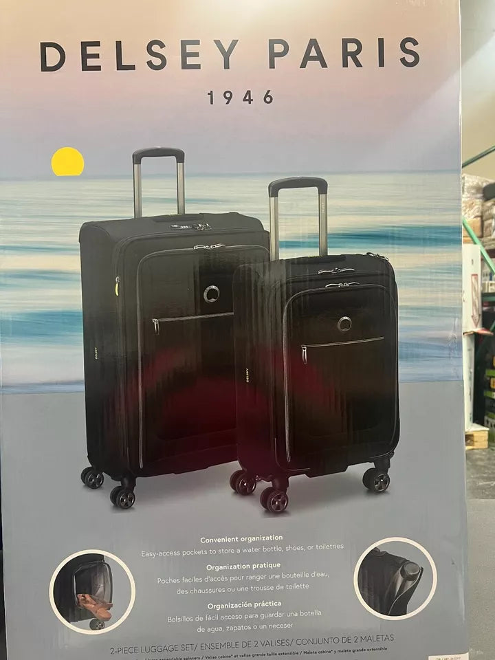 Delsey Paris 2-piece Softside Spinner Luggage Set, Black (30.3" Inch 23" Inch)  - OB - LU