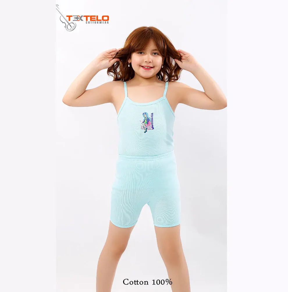 Girls Underwear 100% Cotton Vests And Briefs Set of Green