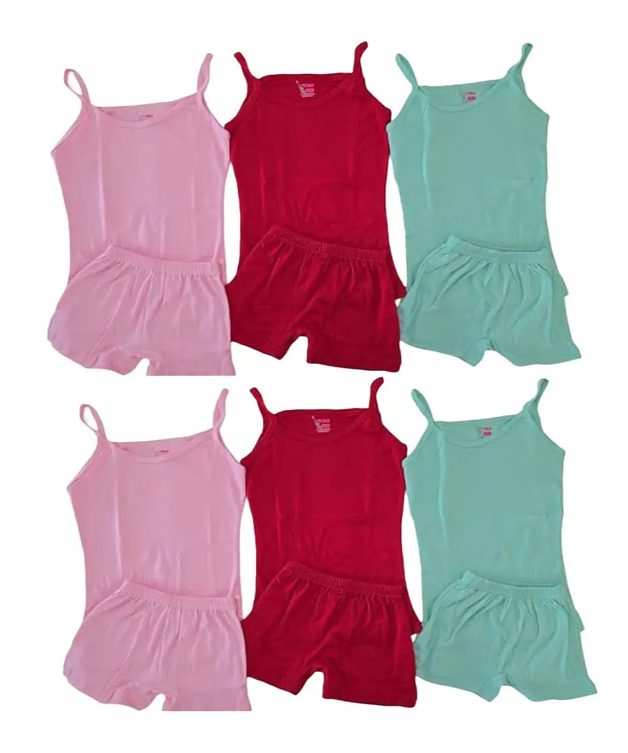 Girls Underwear 100% Cotton Vests & Briefs (6-Piece, Assorted Colors)