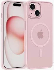 Cellphone case Magnetic Case for iPhone 15 6.1-Inch Compatible with MagSafe, Shockproof Phone Bumper Cover, Solid Color Matte TPU Frame, Anti-Scratch Clear Back (Pink)