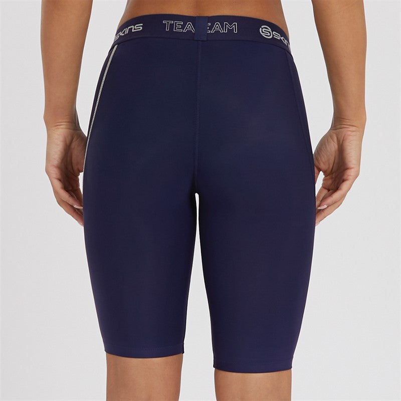 SKINS DNAMIC MENS COMPRESSION HALF TIGHTS - NAVY BLUE