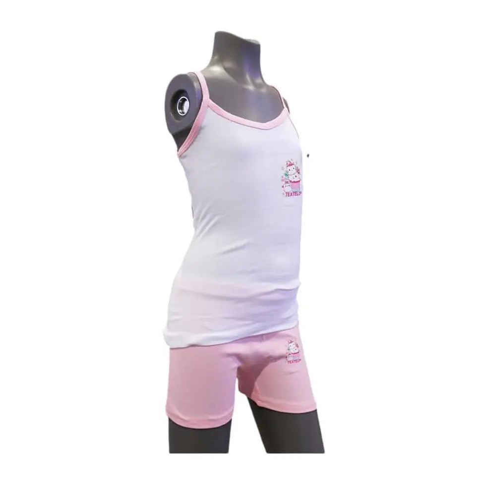 Girls Cotton Underwear Set Vests and Briefs in Two Colors Pink