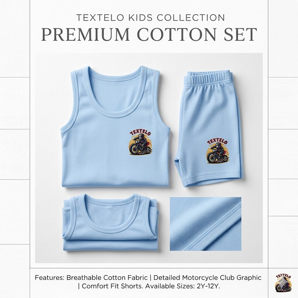 Kids underwear for boys Cotton Vests And Briefs Set Blue 100% cotton