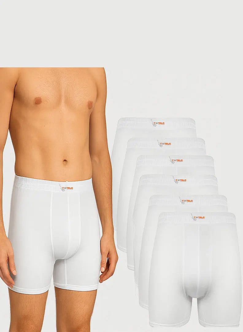 shorts combed white Comfort-Fit Underwear for men's Cotton 100% Long Leg Short Briefs (6 Pack) Closed Textelo