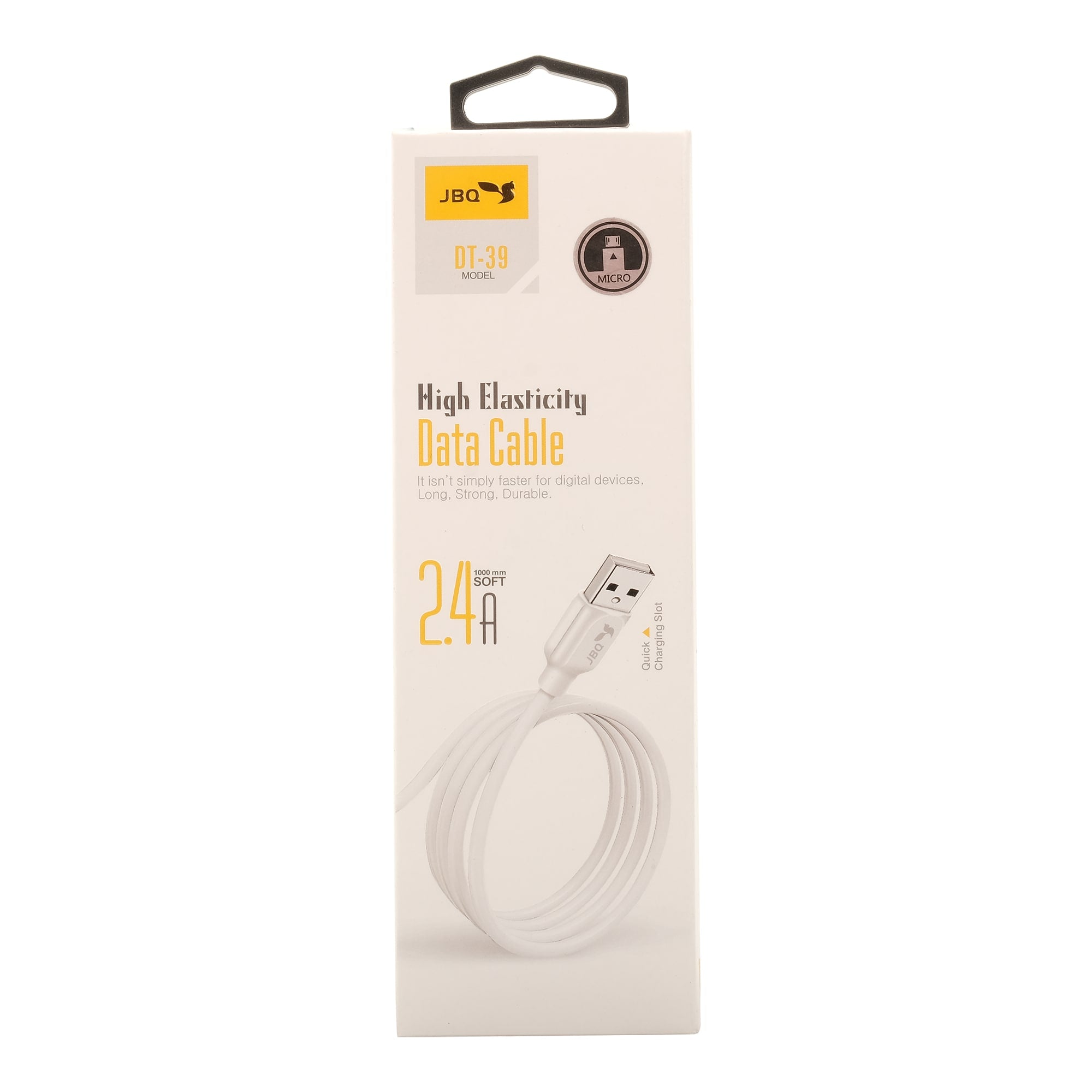 JBQ Micro To USB Data Cable Dt-39, 2.4A, 100cm, White