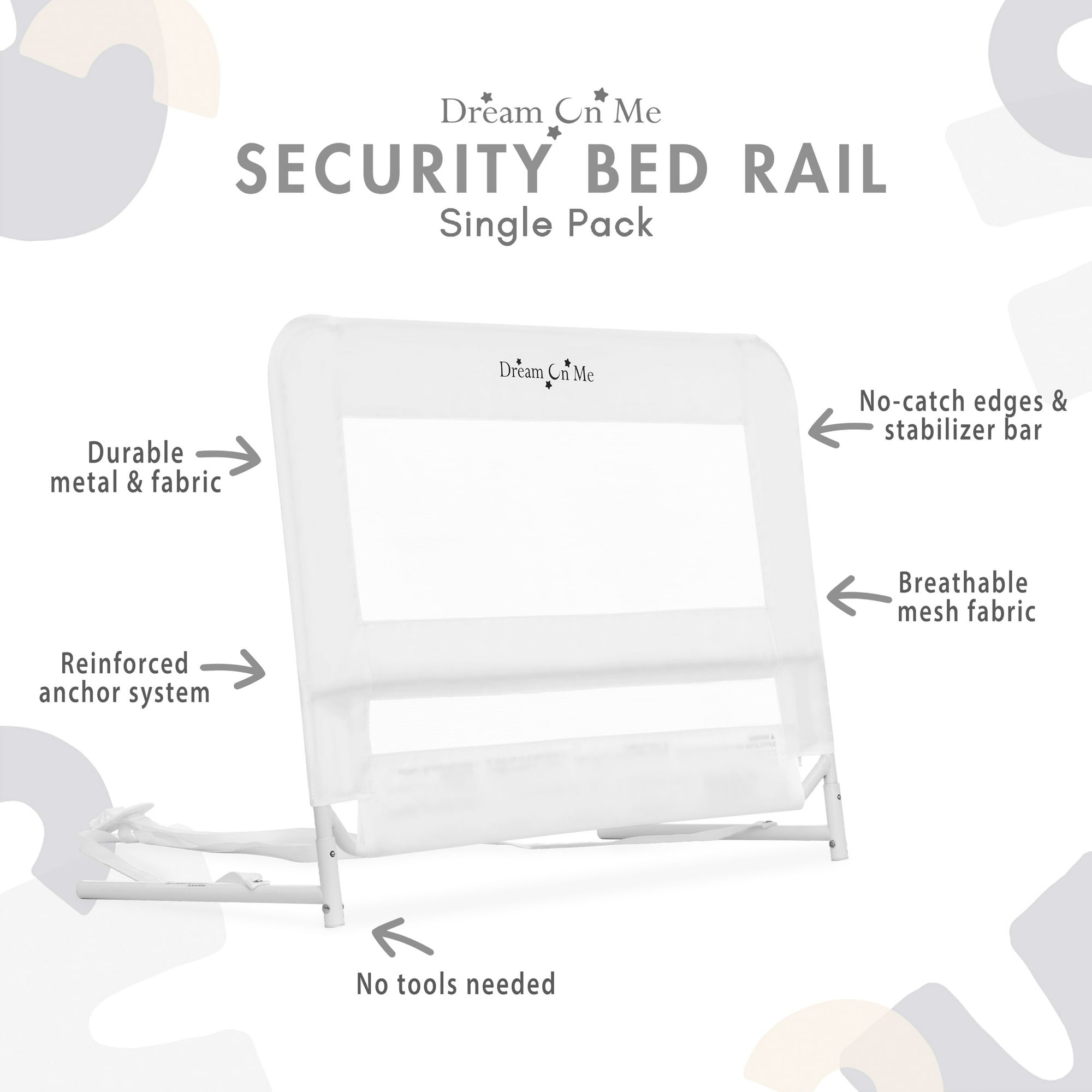 درابزين سرير شبكي خفيف الوزن قابل للتعديل وآمن مع نسيج شبكي قابل للتهوية باللون الأسود - 33 قدمًا طولًا و14 بوصة عرضًا و23 بوصة ارتفاعًا 