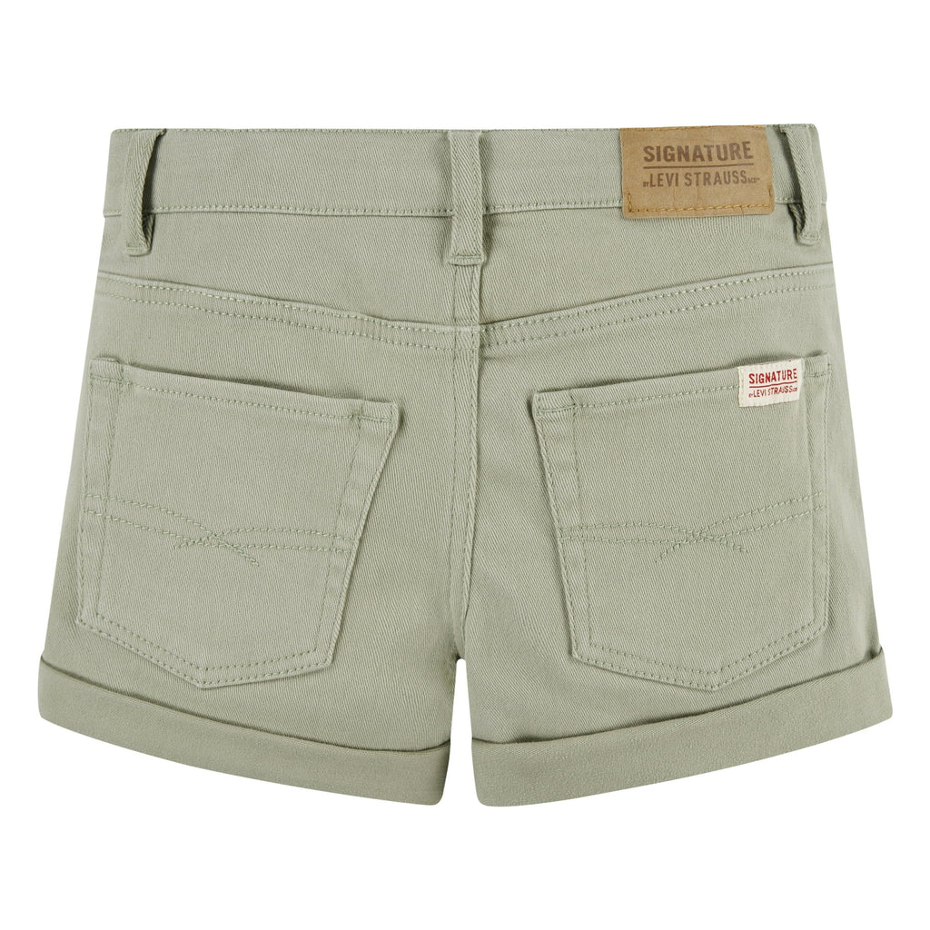 المقاس: 14 REG - شورت جينز قصير بحافة ملفوفة للبنات من Signature by Levi Strauss &amp; Co. 