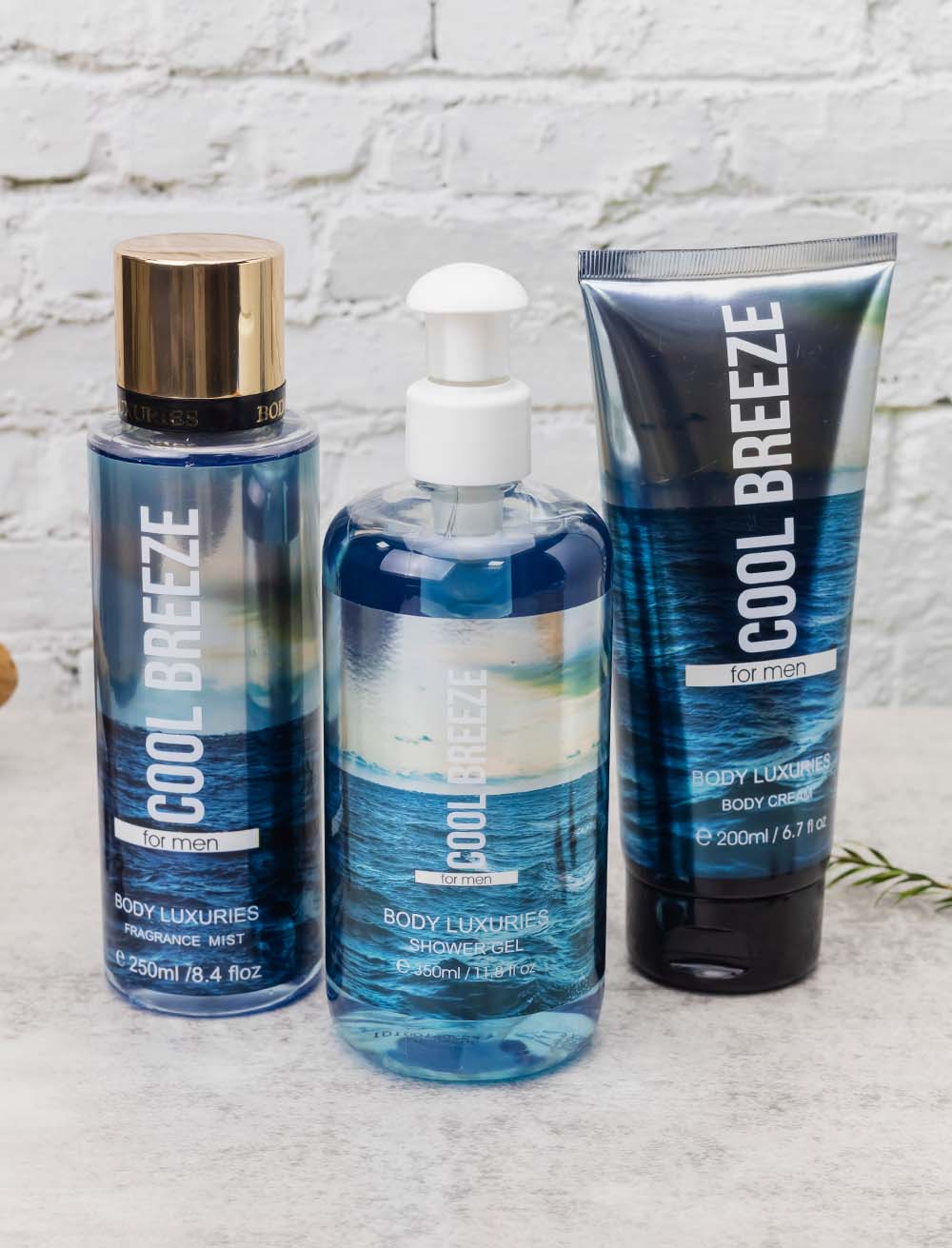 Body Luxuries  Cool Breeze For 200ml Body Cream + 250ml Fragrance + 350ml Shower Gel