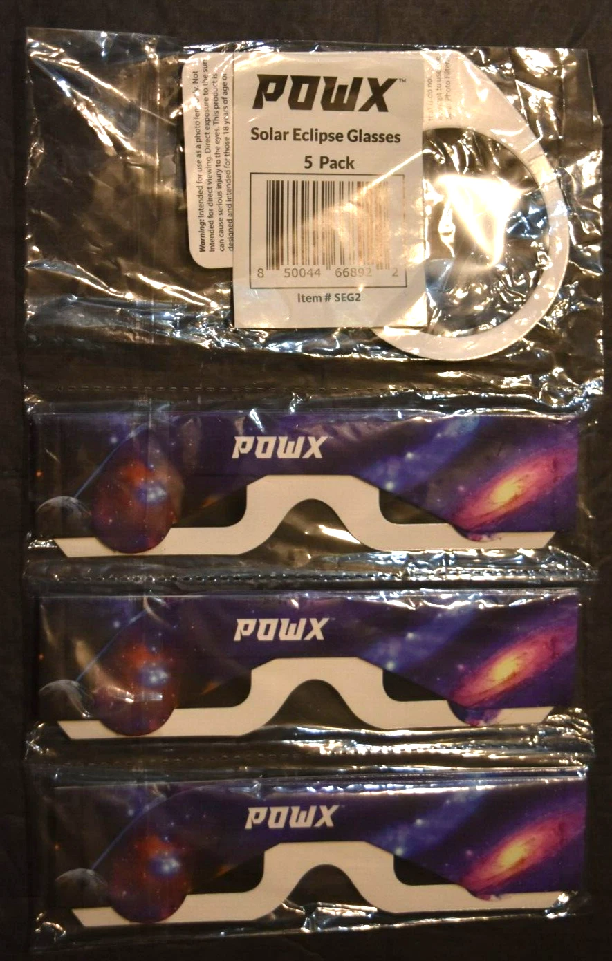 POWX Solar Eclipse Glasses & Smartphone Filter Kit – 5-Pack ISO Certified Eye Protection Glasses + Bonus Solar Filter for Smartphone Photography – 100% Safe for Solar Viewing – New/Sealed
