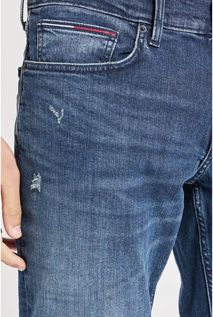 Tommy Hilfiger Mid Wash Cotton Blend Regular Fit Men's Jeans