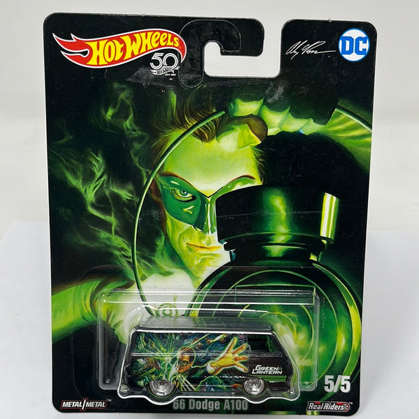 Hot wheels premium 66 dodge a100 green lantern marvel dc comics real riders