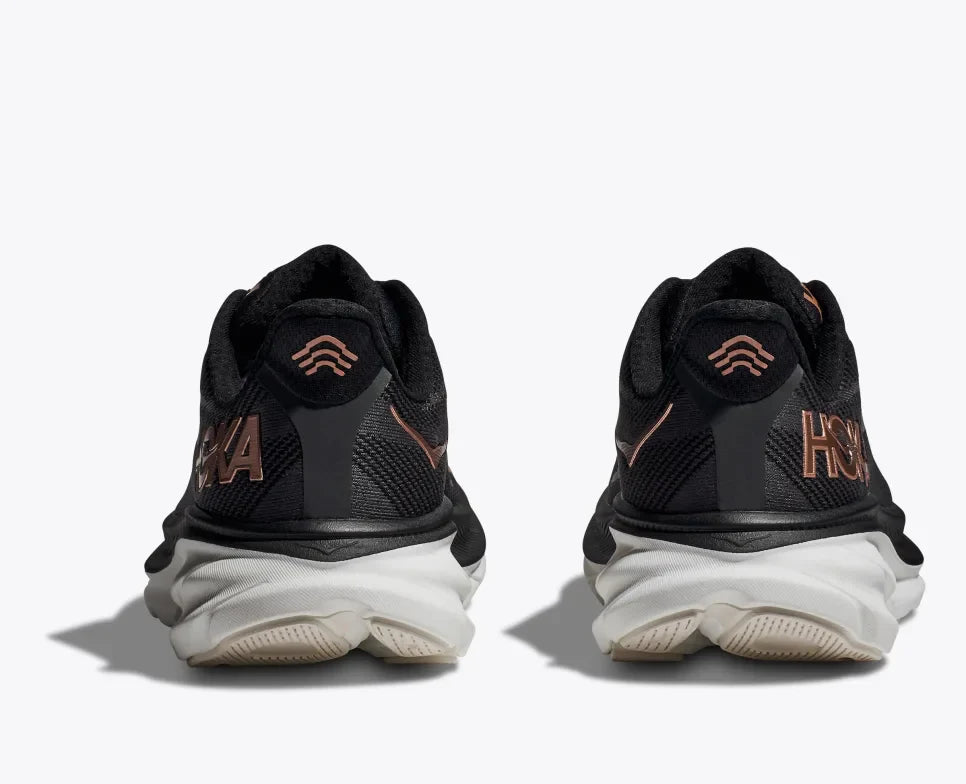 Women’s Hoka Clifton 9 Wide Black/Rose Gold Athletic Running Shoes ( without box )