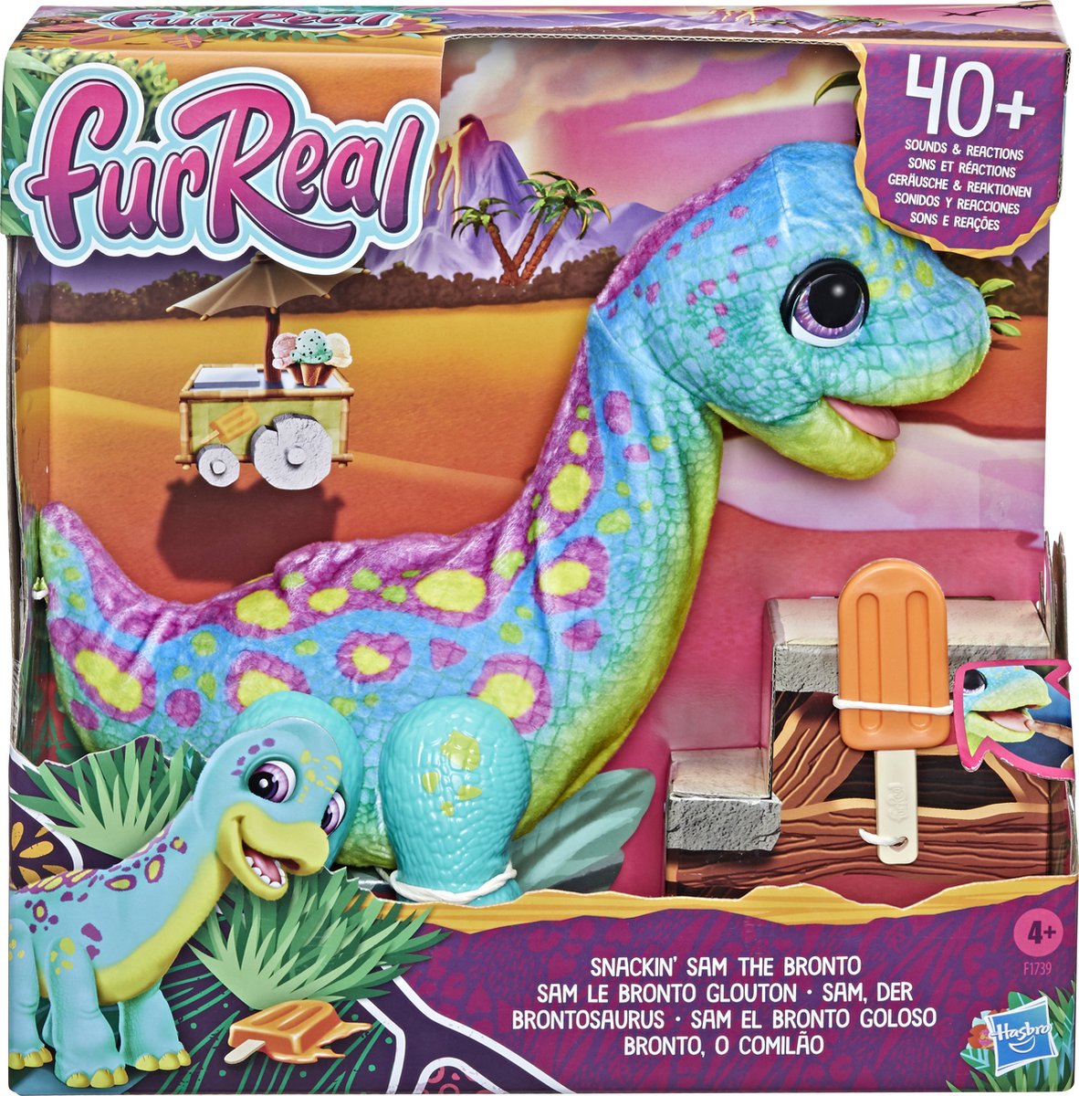 Furreal Snackin’ Sam The Bronto Interactive Animatronic PlUSh Toy, 40+ Sounds And Reactions, Ages 4 And Up