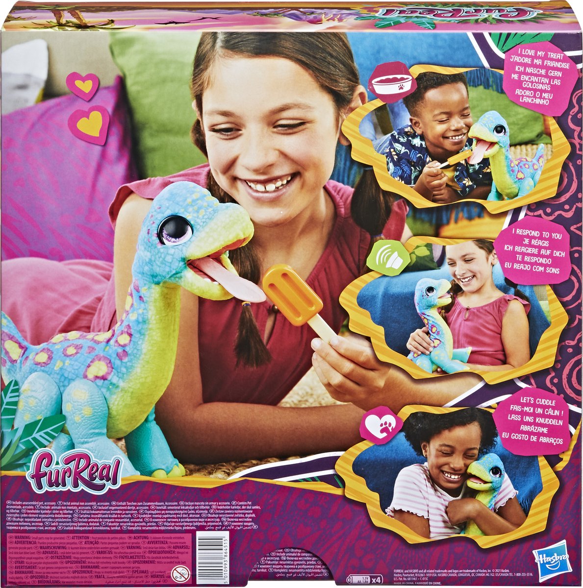 Furreal Snackin’ Sam The Bronto Interactive Animatronic PlUSh Toy, 40+ Sounds And Reactions, Ages 4 And Up